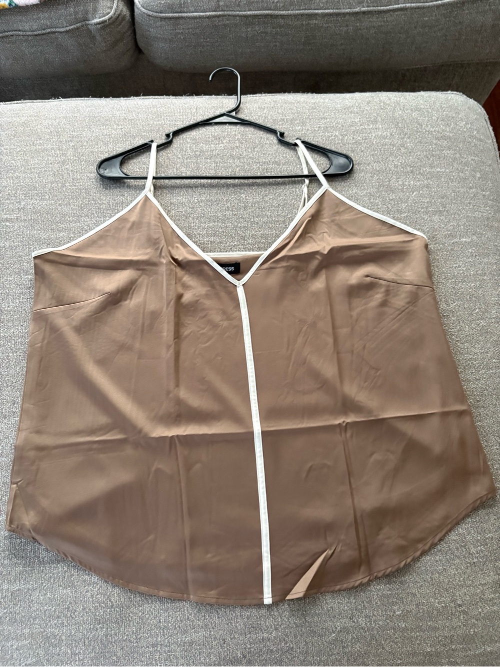 NWT Express Satin V-Neck Camisole with Contrast Trim - Brown